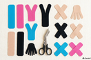 Zuschnittformen des kinesiologischen Tapes: I-, Y- und X-Tape